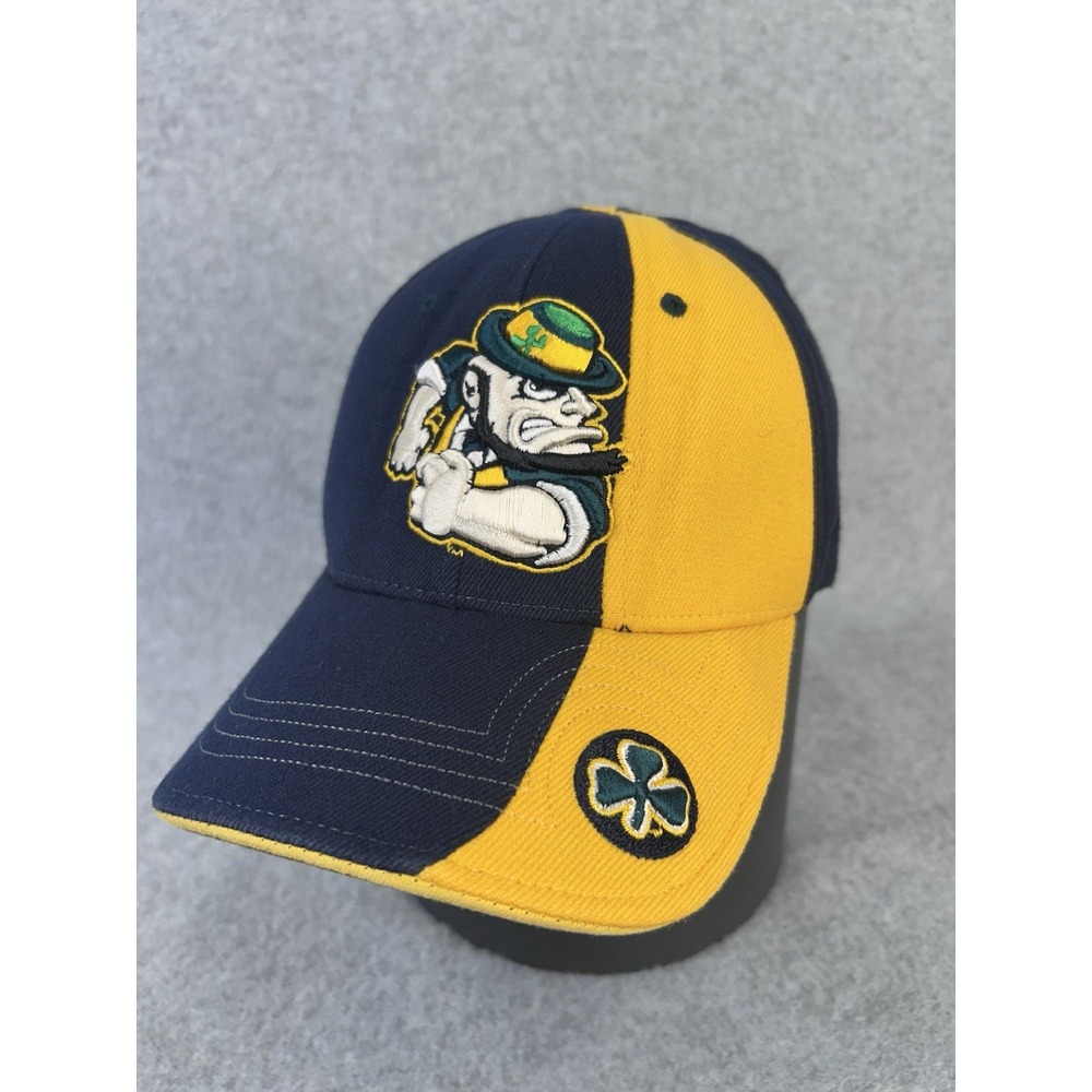 Zephyr Notre Dame Fighting Irish Fitted Hat Small Navy Gold NCAA Leprechaun Cap